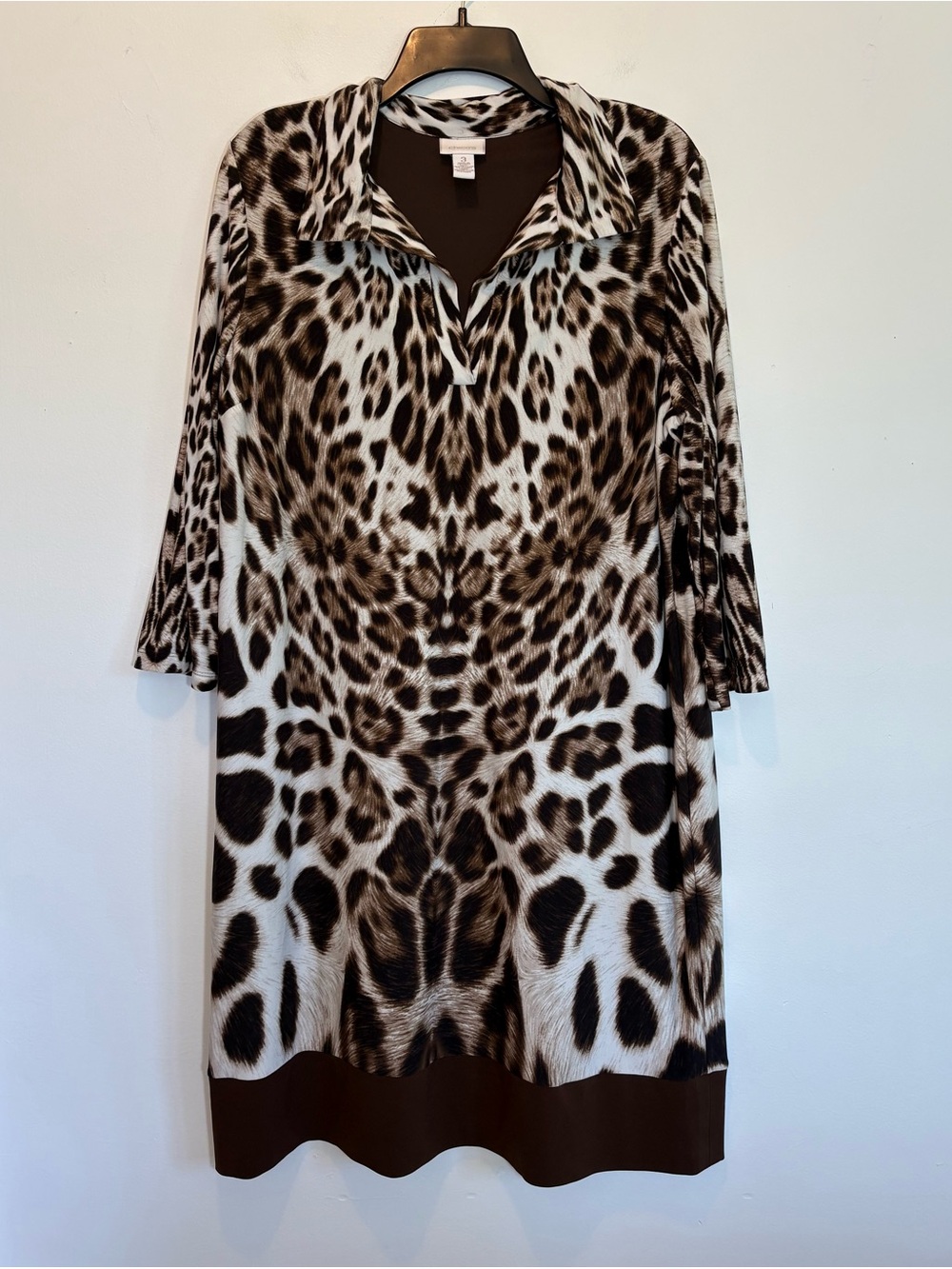 Chico’s Ainsley Leopard Print Dress Fall Knee Length Popover XL / 16